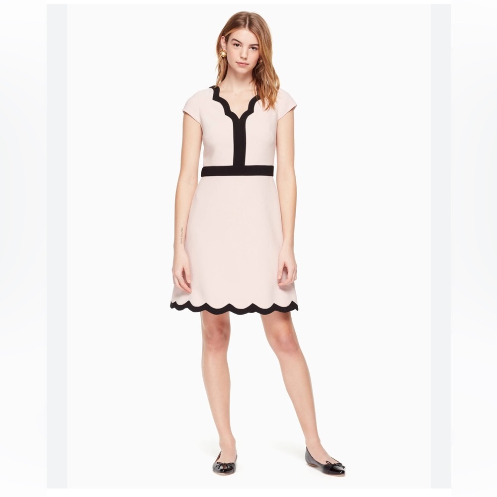 Kate Spade Pink and Cream Fit and Flare Midi Dress